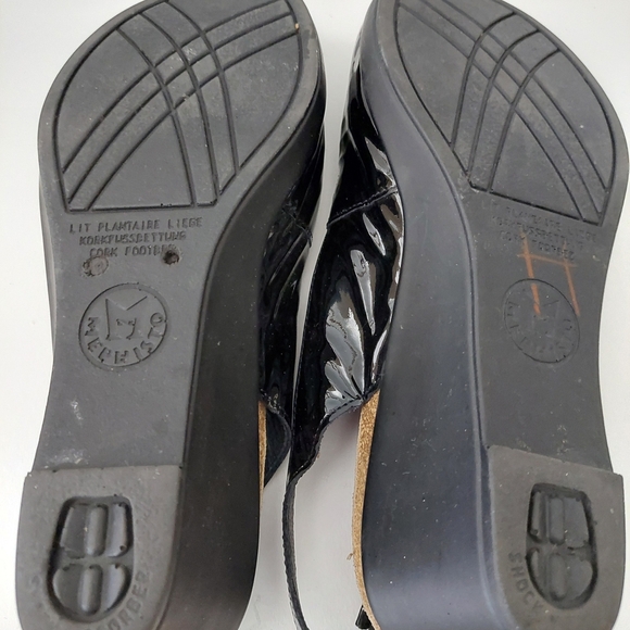 Mephisto Natasia Women's Black Patent Leather Peep-toe Slingback Wedges Size 39 - Picture 6 of 6